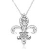 Pompeii3 1/10ct Vintage Fleur De Lis Pendant 14K White Gold 1" Tall - 3 of 4