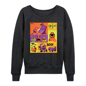 Women's - Disney - Halloween Movie Grid Lightweight French Terry Wide Neck Long Sleeve Shirt - 1 of 4