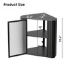 CSBDHome Corner Wall-Mounted Bathroom Cabinet with Ribbed Glass Door - Black/White - 2 of 4