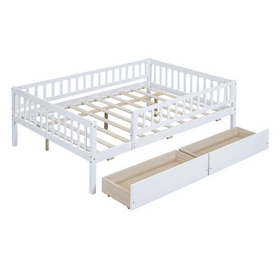 Bellemave Full Trundle beds for Kids, Daybed with Trundle, Wood Full Bed for Teens, Adults, No Box Spring Needed, White