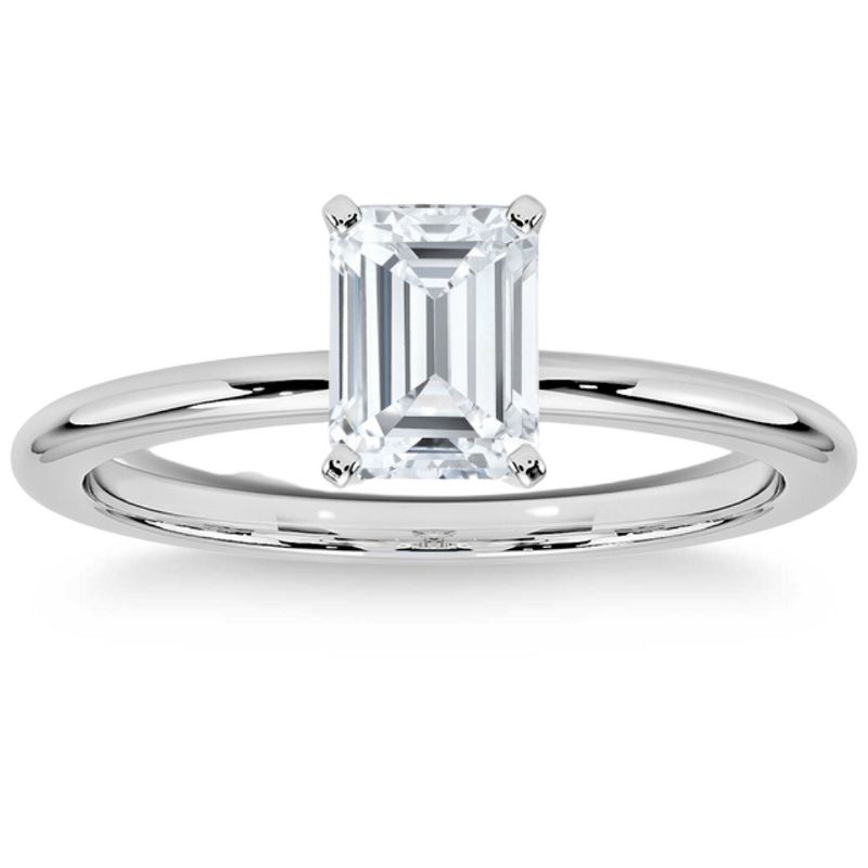 Pompeii3 Platinum 1Ct Emerald Cut Diamond Solitaire Engagement Ring Lab Created, 1 of 5
