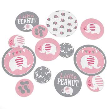 Big Dot of Happiness Pink Elephant - Girl Baby Shower Giant Circle Confetti - Birthday Party Decorations - Large Confetti 27 Count