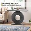 Lirago 40" Modern Console Table Entryway Sofa Table with Geometric Base Elegant Flower Design Sturdy Top Multi Purpose for Living Room Black - 4 of 4
