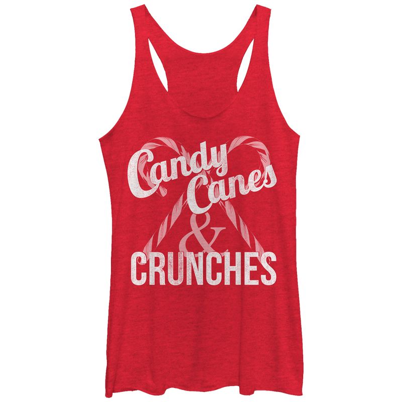 Women's CHIN UP Christmas Candy Canes and Crunches Racerback Tank Top, 1 of 4