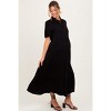 Pinkblush Black Collared Button Down Tiered Maternity Midi Dress - 2 of 3
