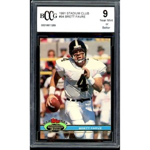 Brett Favre Rookie Card 1991 Topps Stadium Club #94 BGS BCCG 9 - 1 of 2