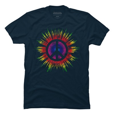 Men's Design By Humans Tie Dye Peace Sign By Mel00 T-Shirt