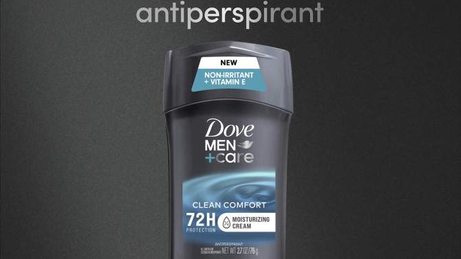 Dove Men+Care 72-Hour Antiperspirant &#38; Deodorant Stick - Clean Comfort - 2.7oz, 2 of 10, play video
