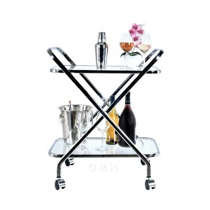 Old Modern Handicrafts Anne Home X-Shape Bar Cart – Chrome Frame with Clear Tempered Glass, 30.5" Rolling Drink Cart - 1 of 4