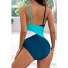 Eomenie Women's One Piece Swimsuits Color Block V Neck Bathing Suit 1 Piece Swimwear - 3 of 3