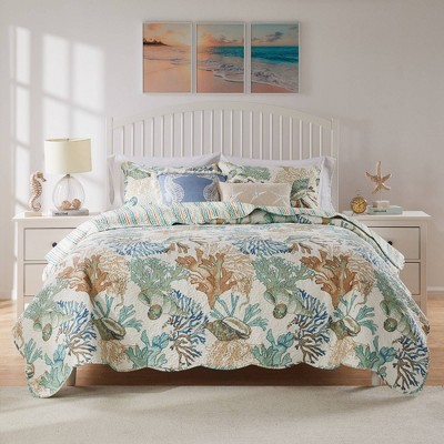 Greenland Home Fashions 3pc Full/queen Atlantis Quilt Set Jade ...