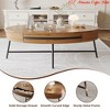 Oval Coffee Table w/ Drawer Mid-Century Modern Center Table 47.2" Wooden Coffee Table w/ Storage and Cross Metal Legs Unique Curved Design - 4 of 4