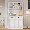 71" Tall Freestanding Pantry Cabinet with Microwave Stand, Drawers & Adjustable Shelves, Farmhouse Kitchen Hutch Storage Cabinet for Home - 3 of 4