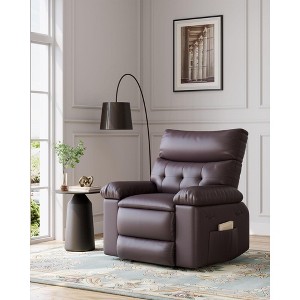 Oversized Wide Rocker Swivel Recliner Chair - PU Leather Large Manual Recliner for Adults, Comfort Lazy Chair with 1.5X Sponge Filling and Easy - 1 of 4