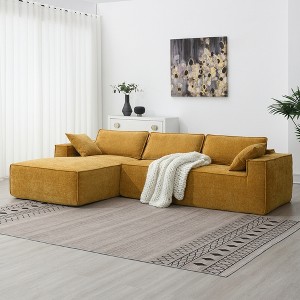 111.5" Minimalist Modular L-Shaped Sectional Sofa with Chaise, No Assembly Required, 2pc Free combination - 1 of 4