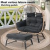 Indoor Outdoor Double Egg Chair with Ottoman Padded Cushions,Wicker Lounge Chair Deep Seating Chair with Footrests,Loveseat for Patio Porch Backyard - 4 of 4