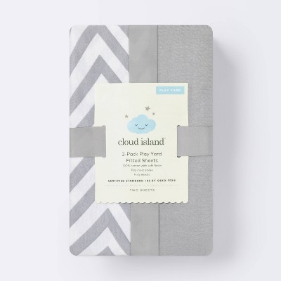 Fitted Play Yard Jersey Sheet - Cloud Island&#8482; Chevron/Gray 2pk