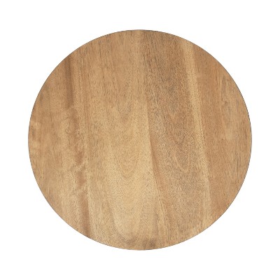 Natural Medium Wood Round Accent Table with Two Tiers