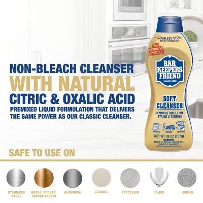 Bar Keepers Friend Non Bleach Soft Cleanser, Multipurpose Household Cleanser & Polish for Kitchen, Bath, Cookware & Outdoors - 26oz - Thumbnail 5