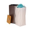 Square Metal Hamper with Engineered Wooden Lid, Stainless Steel - 3 of 4