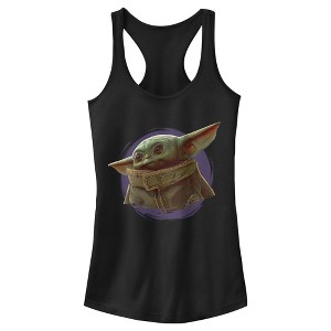 Juniors Womens Star Wars The Mandalorian The Child Circle Halo Racerback Tank Top - 1 of 4