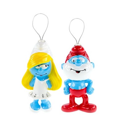 Smurfs Smurfette and Papa Smurf Tree Ornaments 2ct