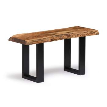 Alaterre Furniture Alpine Natural Brown Live Edge 36" Bench Metal And Wood