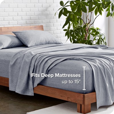 Heather Midnight Blue Twin XL Microfiber Deep Pocket Sheet Set