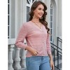 Women's 3/4 Sleeve Summer Crochet Knit Cardigan Button Down Lightweight Comfy Cardigan Tops - 4 of 4