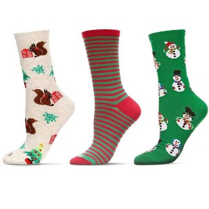 MeMoi 3 Pair Women's Winter-Themed Novelty Crew Socks - 1 of 3