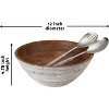 Folkulture 12" Acacia Wood Salad Bowl with Matching Servers | Large Wooden Bowl | 3 Colors | Whitewash | Kitchen & Dining Essential - 2 of 4