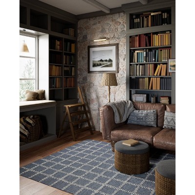 Handmade Blue Tufted Wool Rectangular Rug 2 ft x 3 ft