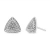 Haus of Brilliance Silver Diamond-Accented Trillion Shaped 4-Stone Halo-Style Stud Earrings - 4 of 4