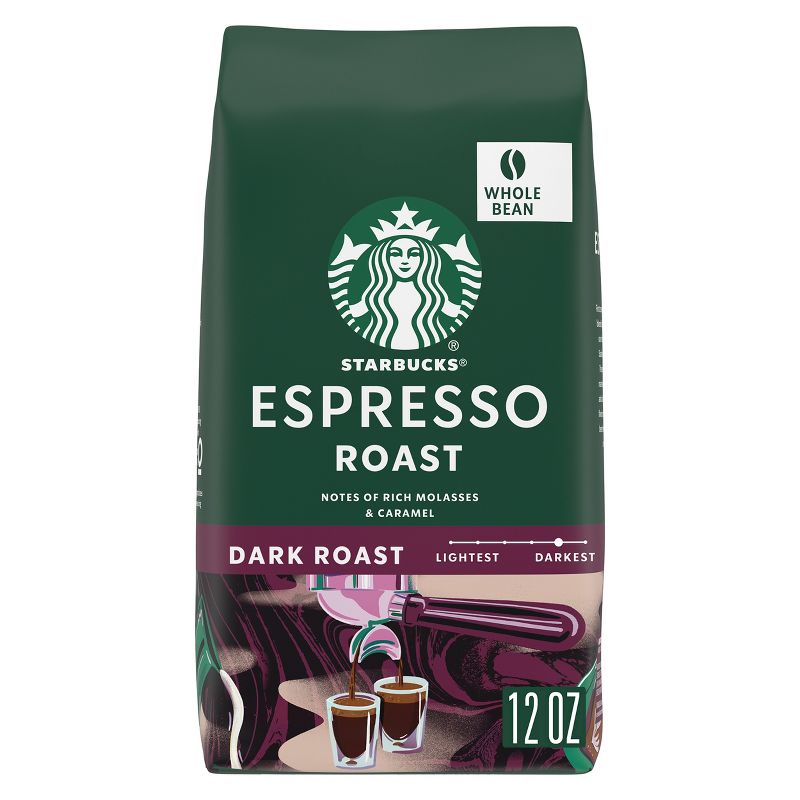 Starbucks Espresso Roast Dark Roast Whole Bean Coffee - 12oz, 1 of 8