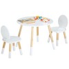 VECELO 3-Piece Kids Table and Chairs Set, Wooden Children Activity Furniture for Playroom or Classroom, White - 2 of 4