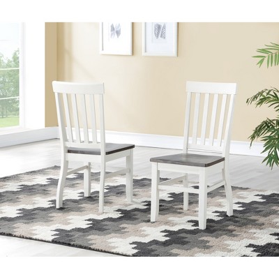 Mango Solids and Acacia Veneers Schoolhouse Side Chair (Set of 2) with Scoop Seat, Stretchers with Tapered Legs, and Two-Tone