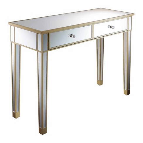 Breighton Home Gilded Mirage Dual drawer Writing Desk console Table Office Furniture With Glass Surface Target