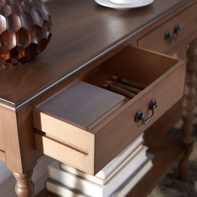 Athena Farmhouse 40" Brown Wood Console Table with Storage