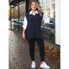 Women's Plus Size Ribbed Knit Split Hem V Neck Sleeveless Casual Loose Sweater Vest - Agnes Orinda - 3 of 4