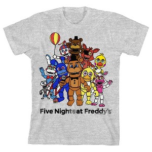 Five Nights At Freddy's Full Cast Boy's Heather Grey T-shirt - 1 of 2