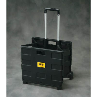 Black Polypropylene Folding Storage Cart with Telescoping Handle