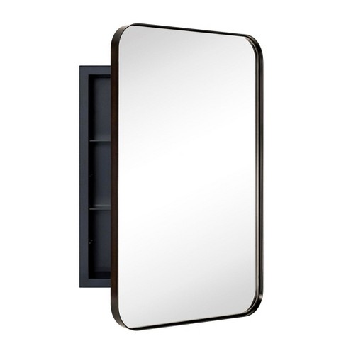 TEHOME Rounded Rectangular Metal Framed Recessed Bathroom Medicine Cabinet with Mirror - image 1 of 4