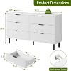 59" Modern Fluted 6 Drawer Dresser, Wide Chest with Metal Handles and Legs, Wooden Storage Cabinet TV Stand for Bedroom or Living Room, Oak / White - 2 of 4