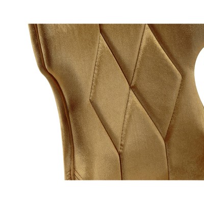Antique Gold and Walnut Velvet Wingback Dining Chair Pair
