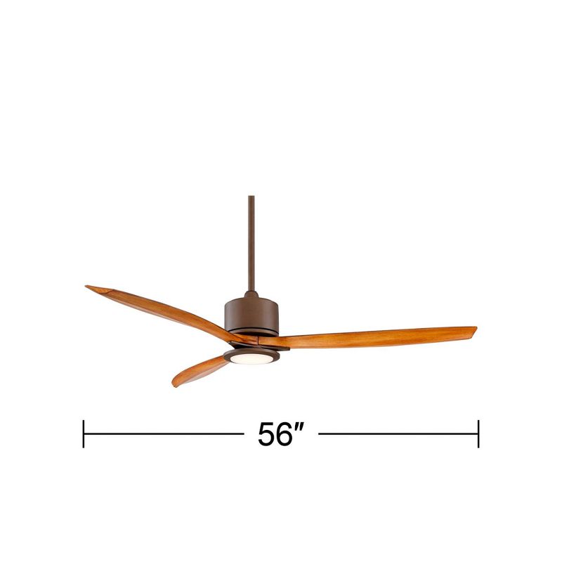 56" Casa Vieja Rally Industrial Rustic 3 Blade Indoor Outdoor Ceiling Fan with LED Light Remote Control Oil Rubbed Bronze Koa Damp Rated for Patio, 4 of 10
