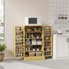 VINGLI Pantry Cabinet, Rattan Kitchen Storage Cabinet with 2 Doors and Adjustable Shelves, 40.5" H Food Storage Freestanding Cupboard in Dining Room - 2 of 4