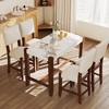 ChicFurnit Dining Sets Counter Height Faux Marble Table with Upholstered Chairs for Modern Spaces, Beige White, 51.25"*31.5"*5.1" - 2 of 4