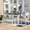 Traditional Style Dining Sets 6 Piece, Dining Table Set For 6, Dining Set Solid Wood With Upholstered Chairs And Bench-Cuddlewood - 3 of 4