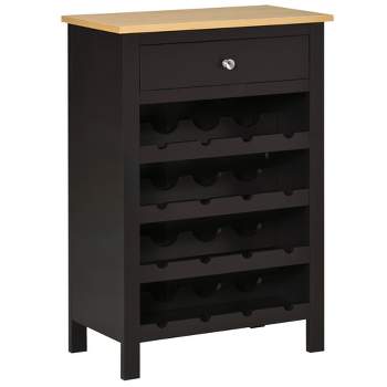 HOMCOM Modern Wine Rack, Storage Cabinet with 16-Bottle Wine Holder and Drawer for Living Room or Home Bar, Dark Brown