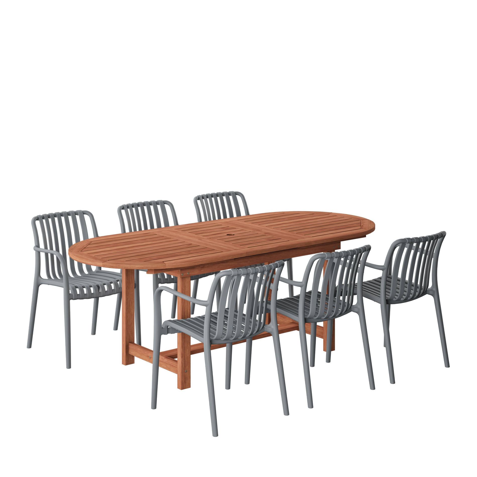 Amazonia Beijo 7pc Oval Outdoor Patio Dining Set Gray